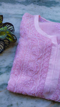Handcrafted Noori Full Jaal Pearl Cutdana Chikankari embroidery long kurta by LVW Fashions, featuring luxurious traditional Lucknow craftsmanship.