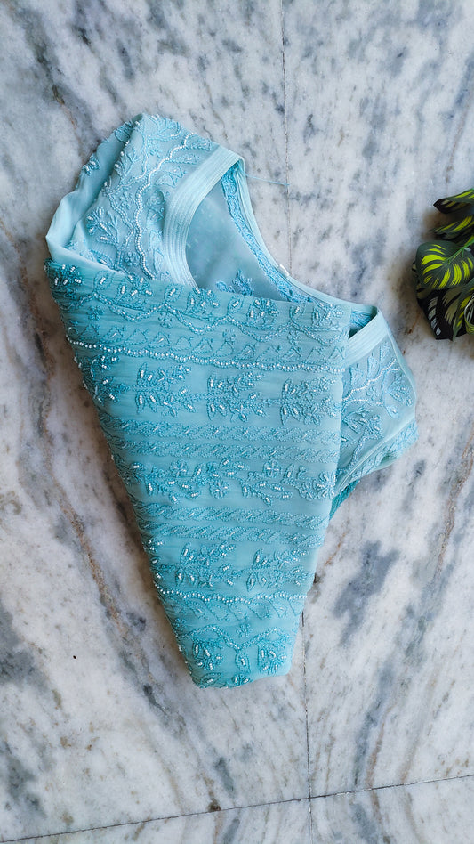 Handcrafted Noori Full Jaal Pearl Cutdana Chikankari embroidery long kurta by LVW Fashions, featuring intricate Lucknow-style hand embroidery.
