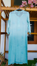 Noori full Jaal pearl and cutdana chikankari embroidery long kurta by LVW Fashions, handcrafted luxurious pure cotton kurta.