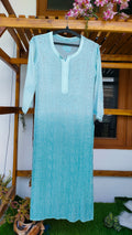 Luxurious Noori Full Jaal Pearl Cutdana Chikankari embroidery long kurta by LVW Fashions, handcrafted pure Lucknow Chikankari.