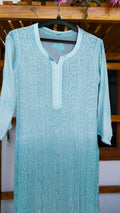 Luxurious Noori Full Jaal Pearl Cutdana Chikankari embroidery long kurta by LVW Fashions, handcrafted with intricate Lucknow chikankari.