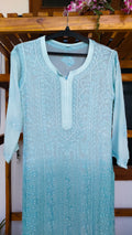 Handcrafted Noori Full Jaal Pearl Cutdana Chikankari embroidery long kurta by LVW Fashions, featuring intricate Lucknow-style hand embroidery.