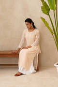 Luxurious Noori Full Jaal Pearl Cutdana Chikankari embroidery long kurta by LVW Fashions, handcrafted with intricate Lucknow Chikankari.