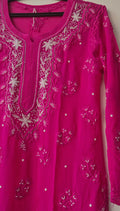 Noori Luxurious Look Chikankari Kurta by LVW Fashions with pearl and cutdana embroidery, handmade Lucknow Chikankari, XS size.