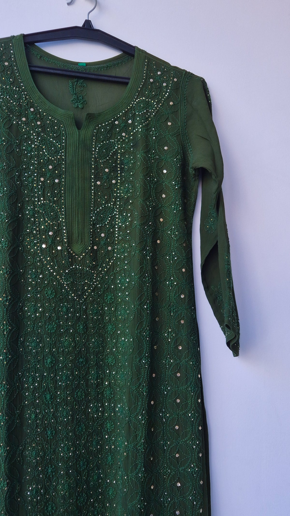 Noori new design luxury Georgette kurta with premium Mukaish embroidery and Chikankari from LVW Fashions, handcrafted in Lucknow.