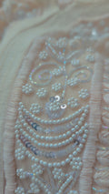 Noori ombre powder peach premium georgette Chikankari kurta with cutdana embroidery from LVW Fashions, handmade Lucknow Chikankari.