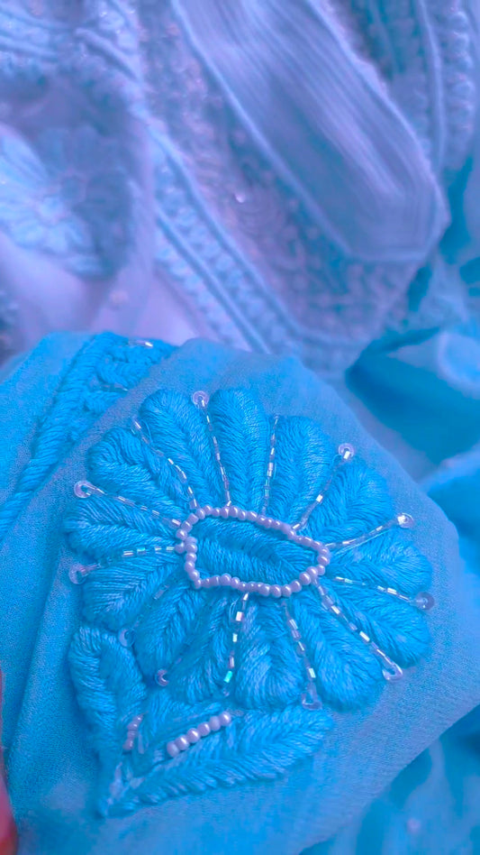 Noori Ombre Premium Georgette Chikankari Pearls Cutdana Embroidery