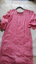 Noori Premium Mul Soft Cotton Muslin Long Chikankari Kurta with Pearl and Cutdana Add-On, handmade in Lucknow by LVW Fashions.