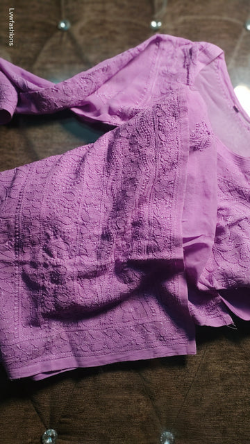 Handmade Noori design Sharara Chikankari Kurta Set by LVW Fashions featuring intricate Lucknow Chikankari embroidery.