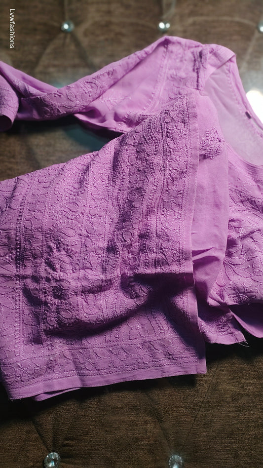 Handmade Noori design Sharara Chikankari Kurta Set by LVW Fashions featuring intricate Lucknow Chikankari embroidery.