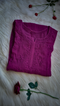 Palatinate Premium Georgette Chikankari Long Kurta by LVW Fashions featuring intricate hand-stitched Lucknow chikankari embroidery.