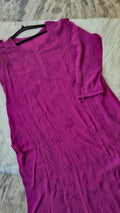 Handmade Palatinate Premium Georgette Chikankari Long Kurta by LVW Fashions with intricate Lucknow chikankari embroidery.