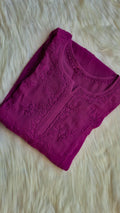 Handmade Palatinate Premium Georgette Chikankari long kurta by LVW Fashions, featuring intricate Lucknow-style embroidery.