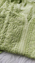 Peach Ahad Premium Silk Chikankari Kurta by LVW Fashions with intricate handcrafted Lucknow chikankari embroidery.