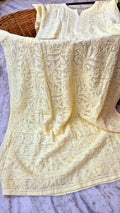 Pearl yellow premium georgette long Chikankari kurti by LVW Fashions, handmade with intricate Lucknow Chikankari detailing.