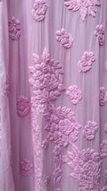 Pink Saba Gulab pastel georgette Kurta with handmade Lucknow Chikankari embroidery by LVW Fashions, designed for elegant traditional wear.