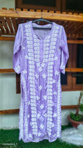 Plum purple premium silk chikankari kurta by LVW Fashions with intricate handcrafted Lucknow embroidery and luxurious look.