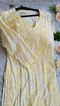Plus Love premium soft modal Chikankari Kurta by LVW Fashions, handmade Lucknow Chikankari with intricate embroidery.