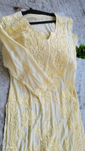 Plus Love premium soft modal Chikankari kurta by LVW Fashions featuring intricate Lucknow Chikankari embroidery.