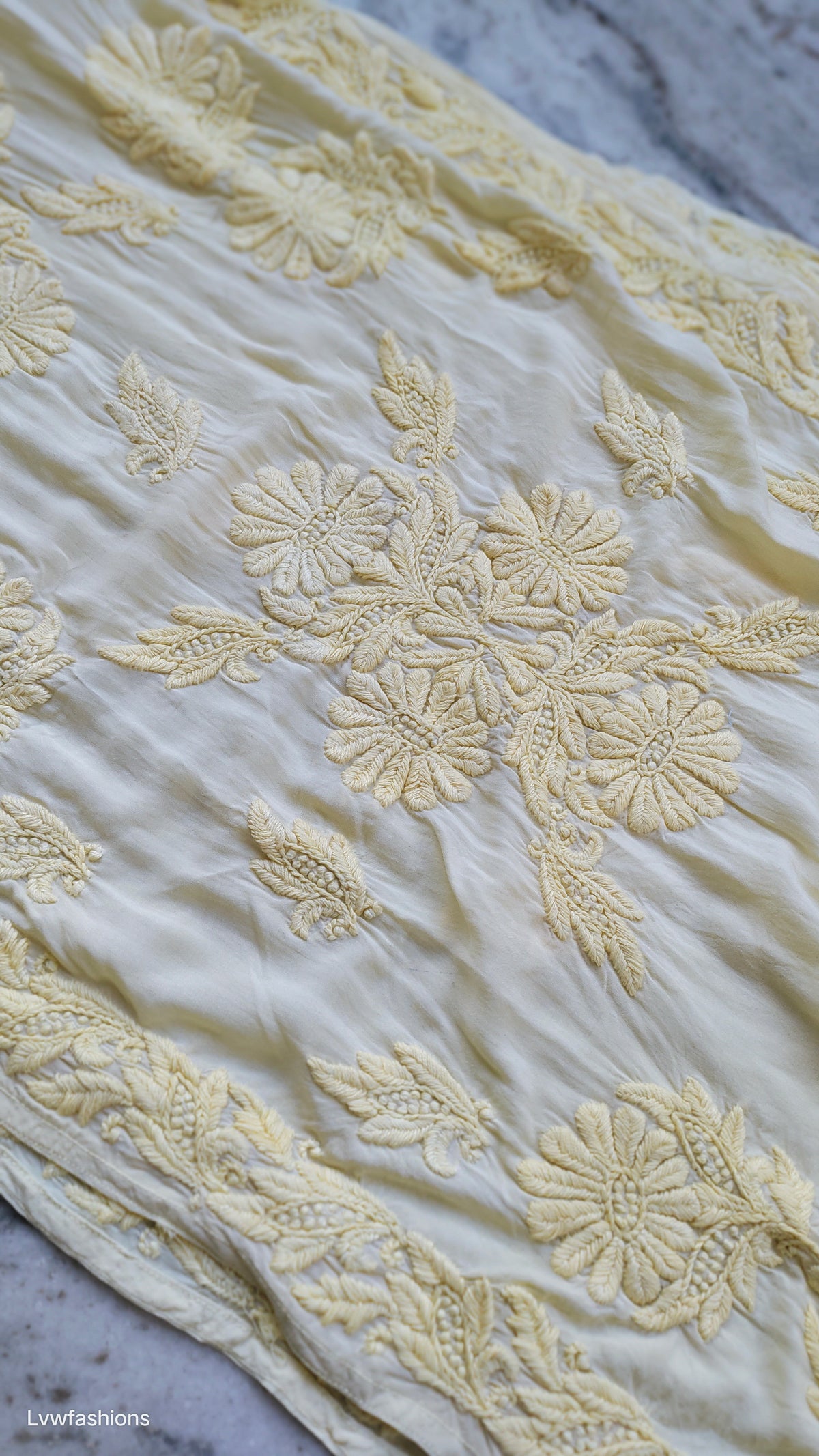 Plus Love premium soft modal Chikankari kurta by LVW Fashions, featuring intricate Lucknow embroidery and handmade craftsmanship.