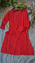 Handmade premium georgette long A-line straight Kurti with intricate Lucknow Chikankari embroidery by LVW Fashions.