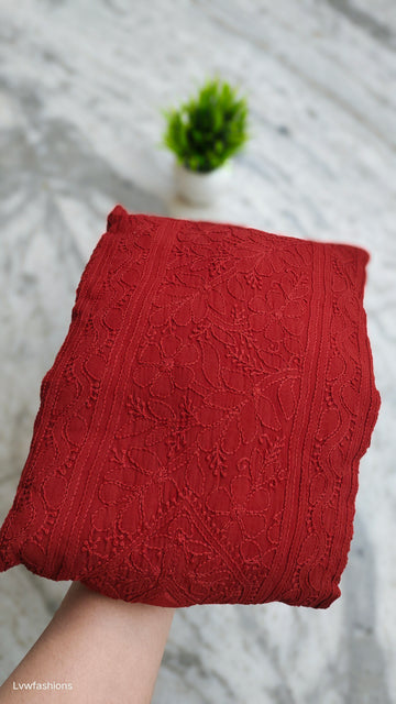 Premium Georgette Deep Red Plazzos Set