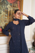 Luxurious long georgette Chikankari Kurta with intricate Kamdani embroidery, handmade by LVW Fashions in traditional Lucknow style.
