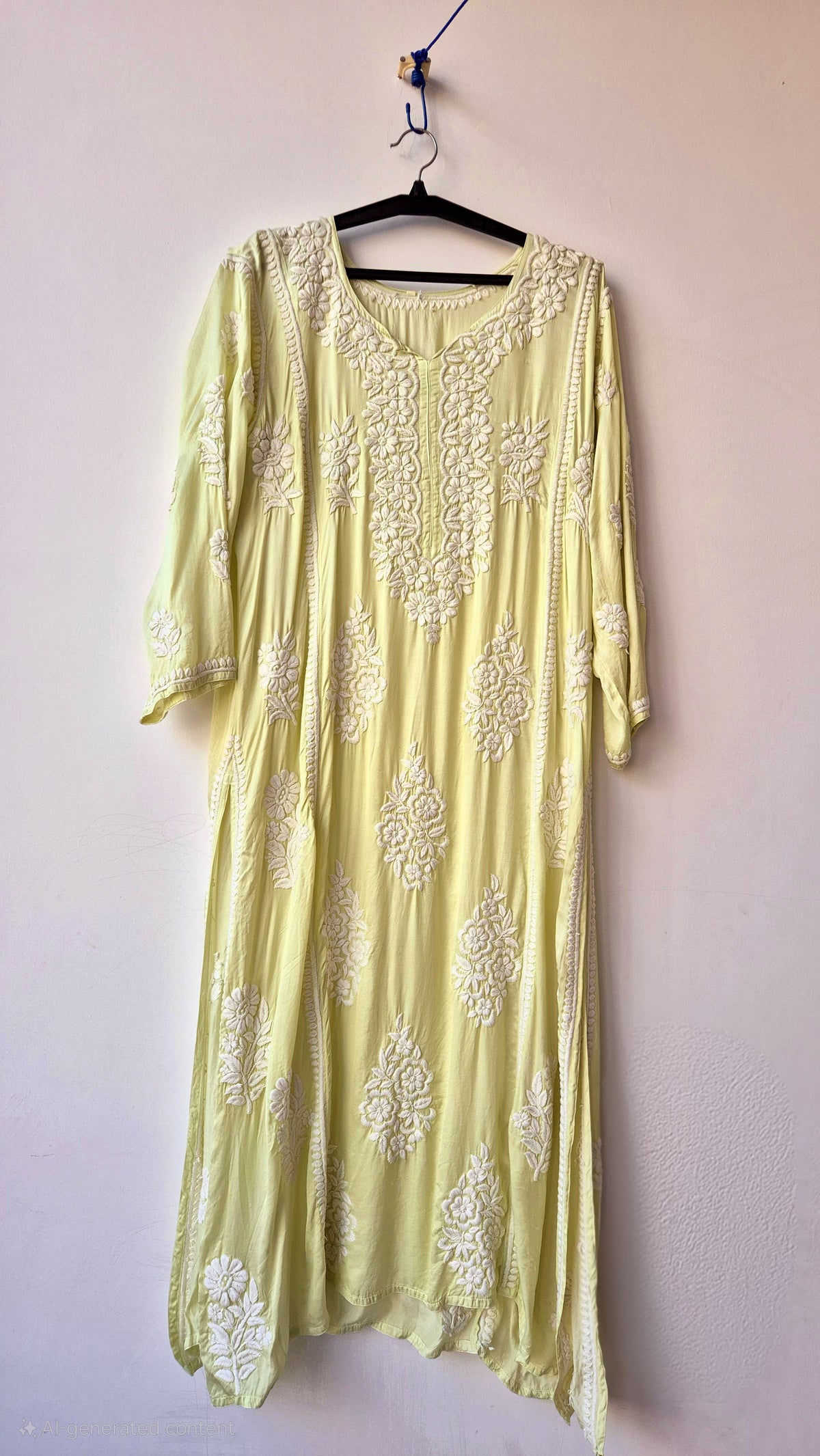 Luxurious pure silk handmade Aline Kurta by LVW Fashions featuring intricate Lucknow Chikankari embroidery.
