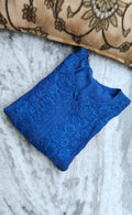 Premium soft modal cotton Chikankari long kurta by LVW Fashions, featuring intricate handmade Lucknow embroidery.