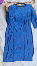 Premium soft modal cotton Chikankari long kurta by LVW Fashions, handmade in Lucknow with intricate Chikankari embroidery.