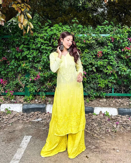 Premium soft Modal handcrafted long Chikankari Kurti for women by LVW Fashions, featuring intricate Lucknow-style embroidery.