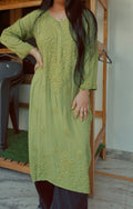 Handcrafted long kurta by LVW Fashions, made from premium soft modal fabric with intricate Lucknow chikankari embroidery.