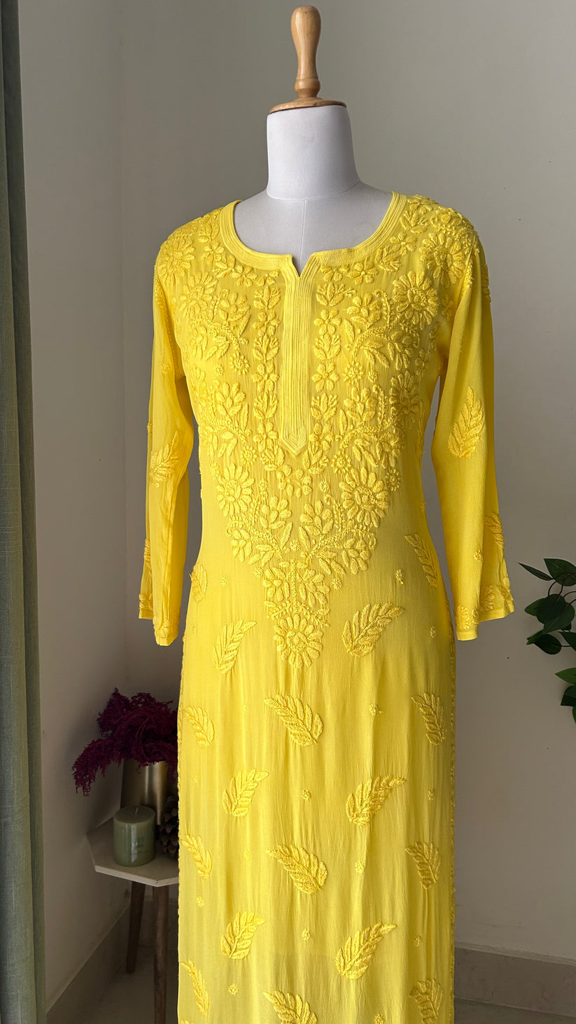 Handcrafted long kurta in soft modal fabric with intricate Lucknow Chikankari from LVW Fashions, stylish and premium quality.