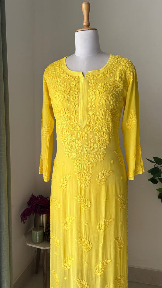 Handcrafted long kurta in soft modal fabric with intricate Lucknow Chikankari from LVW Fashions, stylish and premium quality.