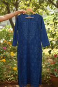 Purple handcrafted Georgette Chikankari Kurti set for women, featuring heavy embroidery and traditional Lucknow-style hand embroidery.