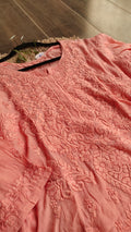 LVW Fashions Rafiha Premium Silk Co-Ord Set with handmade Lucknow Chikankari kurta, showcasing luxurious, intricate embroidery.
