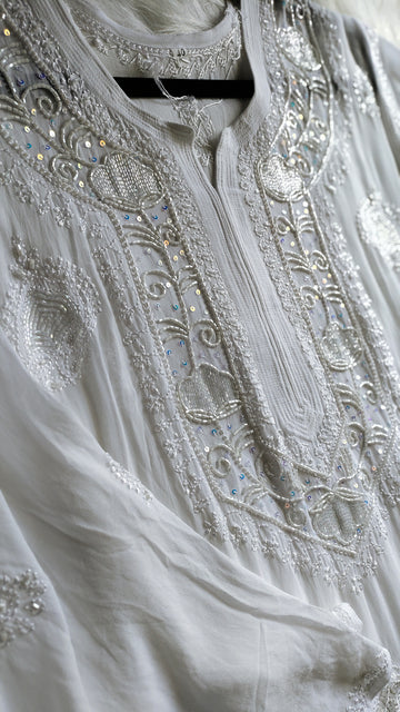 Ready To Dispatch Noori  Premium Georgette Chikankari Kurta Cutdana Embroidery