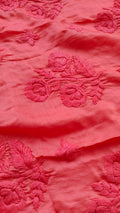 Red Dove Slik Premium Muslin Soft Chikankari Kurta by LVW Fashions, handmade Lucknow Chikankari kurta with intricate embroidery.