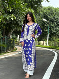 Luxurious Rehamt Georgette Chikankari long kurti for women, handcrafted by LVW Fashions with intricate Lucknow Chikankari embroidery.