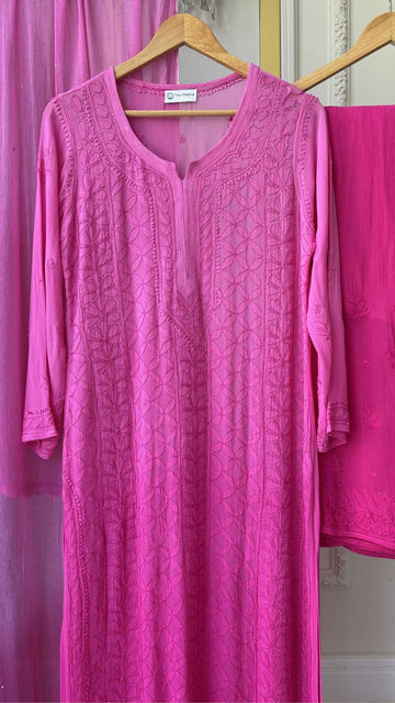 Resham Series Premium Georgette Chikankari Long Kurti