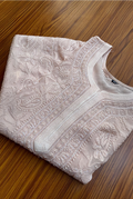 Handmade Resham Series Georgette Chikankari long Kurti by LVW Fashions, featuring intricate Lucknow-style embroidery.
