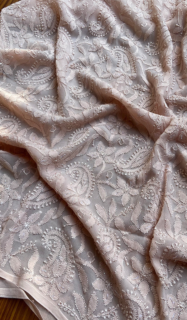 Handmade LVW Fashions Resham Series Georgette Chikankari Long Kurti with intricate embroidery and elegant traditional design.