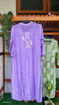 Rose and leaf design LVW Fashions silk Chikankari long kurta with intricate handmade embroidery from Lucknow.