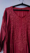 Rose Vale premium modal cotton Chikankari Kurta by LVW Fashions, featuring intricate Lucknow-style embroidery and soft fabric.