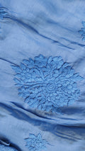 Handcrafted Rosemary soft silk long Kurta with intricate Lucknow Chikankari embroidery by LVW Fashions.