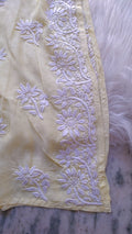 Luxurious Rosy premium cotton silk handcrafted long Kurta with intricate Lucknow Chikankari embroidery by LVW Fashions.