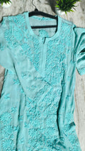 Ruhani Premium Georgette Chikankari Long Kurta by LVW Fashions featuring intricate handmade Lucknow Chikankari embroidery.