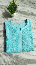 Ruhani Premium Georgette Chikankari Long Kurta by LVW Fashions, handmade Lucknow chikankari with intricate embroidery.