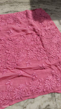 Handmade LVW Fashions Ruhani premium georgette long kurta with intricate Lucknow chikankari embroidery, luxurious and elegant.
