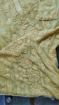 Handmade Saba Gulab Georgette Chikankari Kurta by LVW Fashions, luxurious look, intricate Lucknow chikankari embroidery.